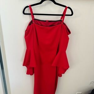 R&M Richards Red Flared Sleeve Dress
